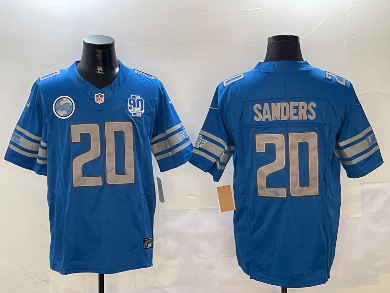 Men Detroit Lions #20 Sanders Blue three generations 2024 Nike Limited NFL Jersey style 01023
